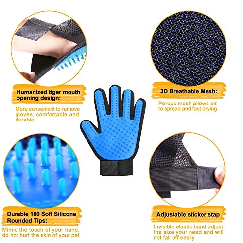 Product Image 5: PICKVILL Efficient Pet Hair Remover Mitt Enhanced 5 Finger Design Gentle Deshedding Brush Gloves for Dogs with Long and Short Fur (Multicolour)